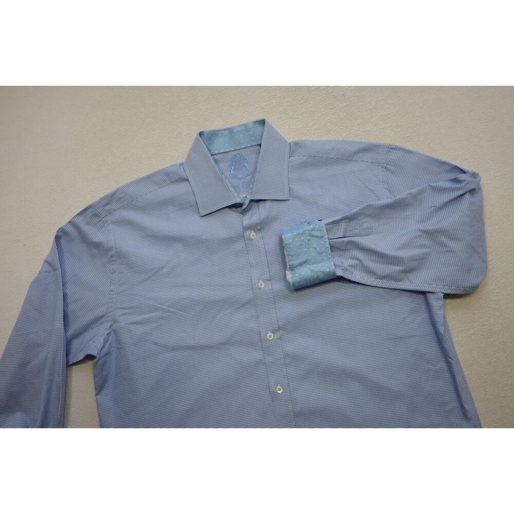 English Laundry Dress Shirt Plaid Flip Cuff Long Sleeve Mens 17.5 34/35 XL